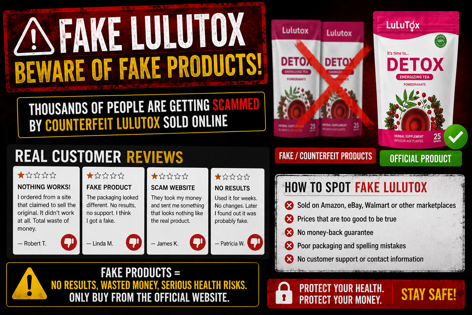 Lulutox negative reviews and fake product complaints