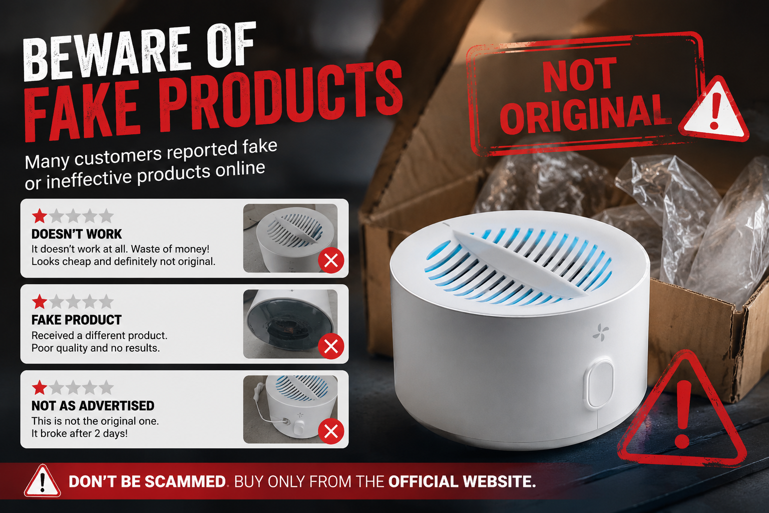 PuriBreeze negative reviews and counterfeit product complaints
