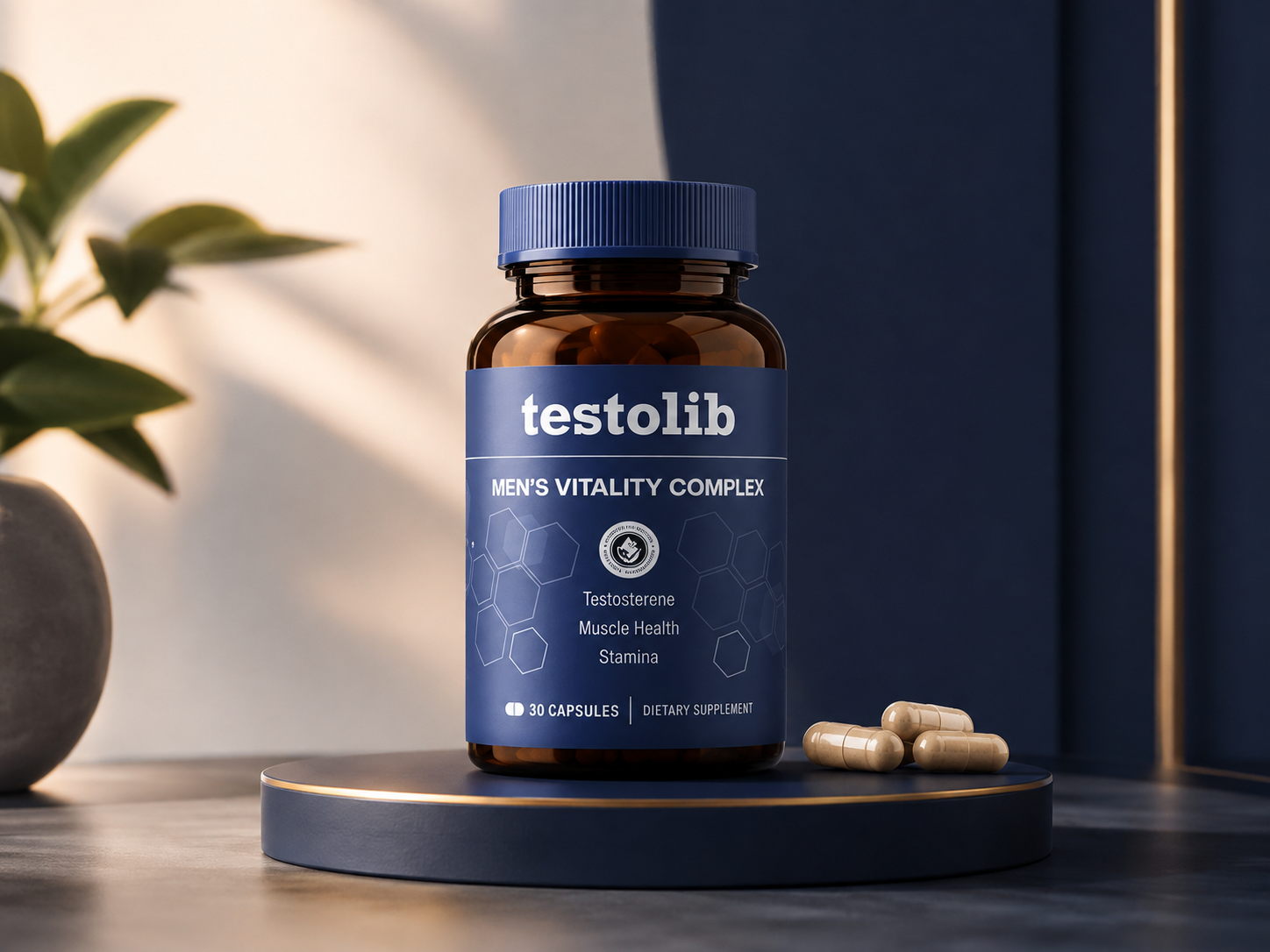 Testolib bottle with capsules, Men's Vitality Complex
